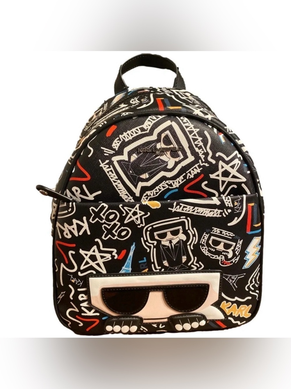 Karl Lagerfeld Paris Maybelle Mini Backpack Graffiti Graphic Choupette Art